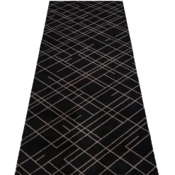 Tica Copenhagen - Smudsmåtte - Lines - Sort/Sand - 67x200 cm