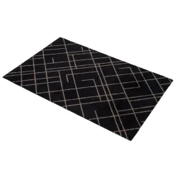 Tica Copenhagen - Smudsmåtte - Lines - Sort/Sand - 60x90 cm.