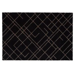 Tica Copenhagen - Smudsmåtte - Lines - Sort/Sand - 60x90 cm.