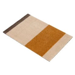 Tica Copenhagen - Smudsmåtte - Stripes Horizon - Ivory-Dijon-Brown - 90x130 cm