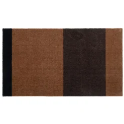 Tica Copenhagen - Smudsmåtte - Stripes Horizon - Cognac/Dark Brown/Black - 90x200 cm