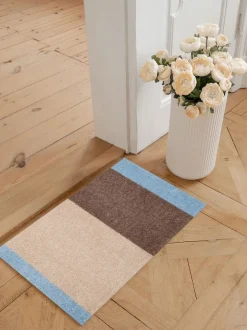 Tica Copenhagen - Smudsmåtte - Stripes Horizon - Lyseblå/Ivory/Sand - 60x90 cm