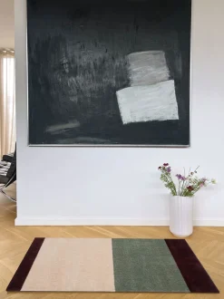 Tica Copenhagen - Smudsmåtte - Stripes Horizon - Grøn/Ivory/Bordeaux - 60x90 cm