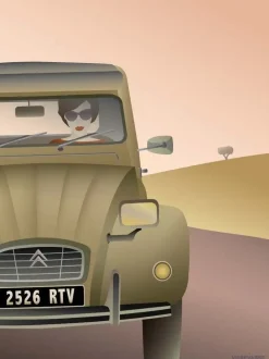 VISSEVASSE - 2CV Citroën plakat - 50x70 cm