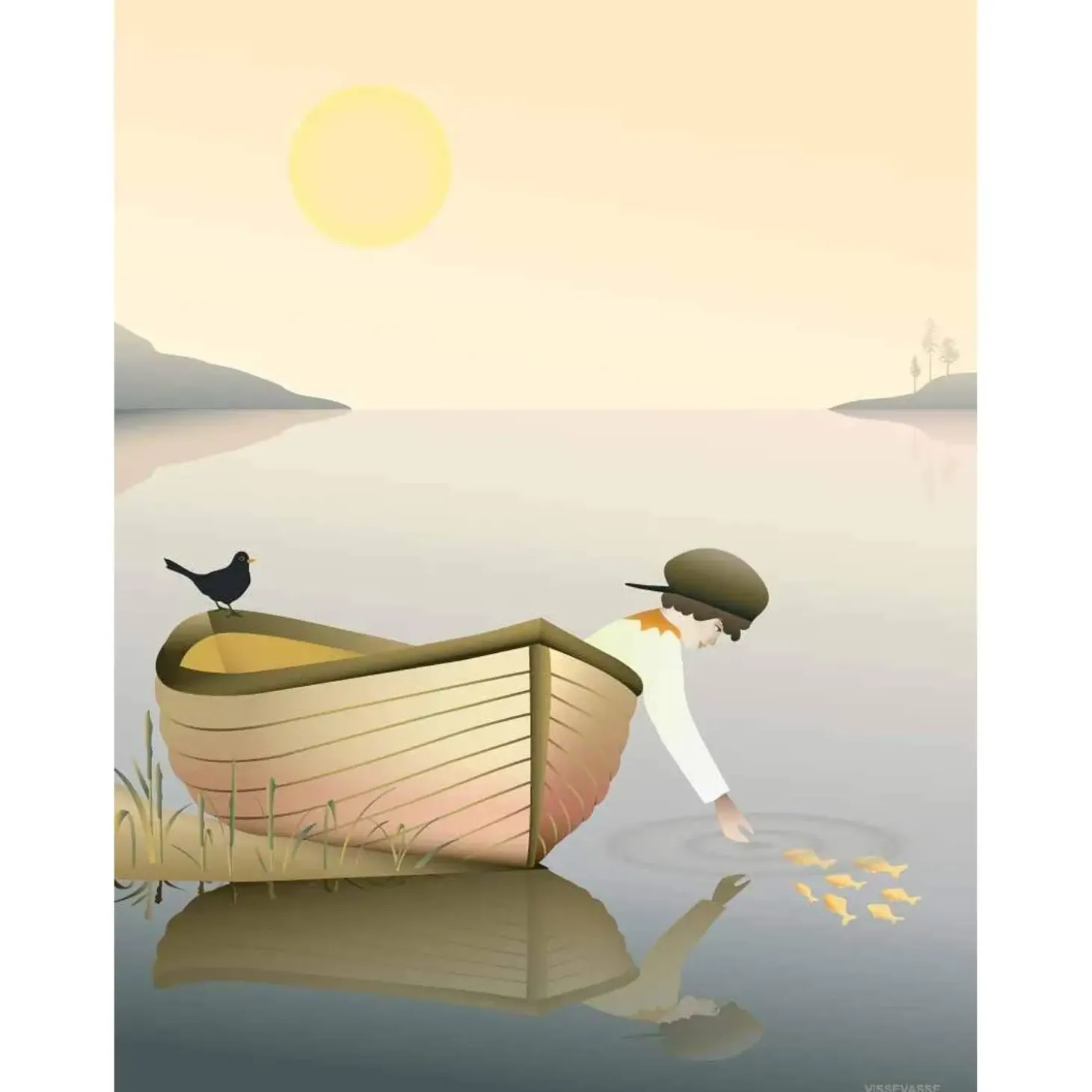 VISSEVASSE - Plakat - Boy in A Boat - 30x40 cm