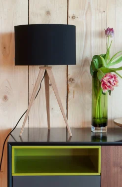 Zuiver - Bordlampe TRIPOD WOOD - Sort